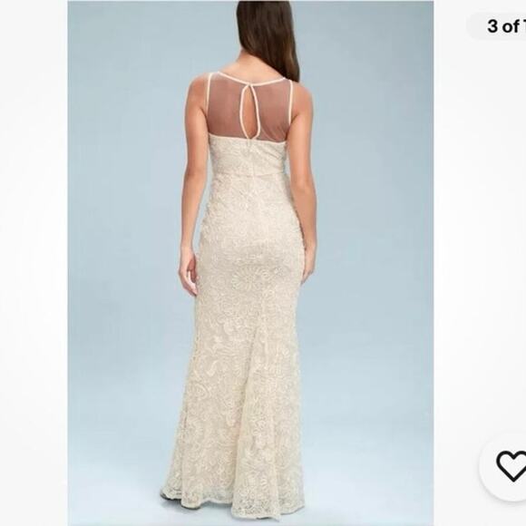 Lulu’s Women’s Nathalie Cream Embroidered Maxi Wedding Dress Size L MSRP 178$ - Picture 5 of 16